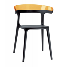 Кресло Papatya Luna черное сиденье, верх прозрачно-оранжевый