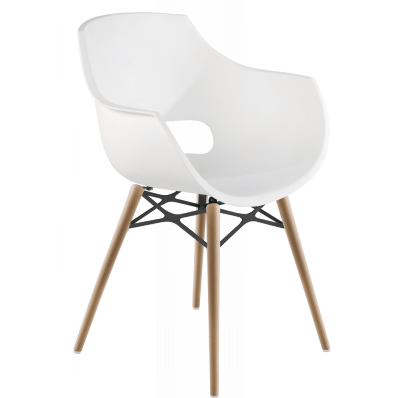 Кресло Papatya Opal-Wox матовое белое, рама натуральный бук