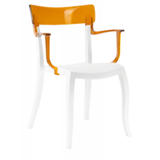 Кресло Papatya Hera-K белое сиденье, верх прозрачно-оранжевый
