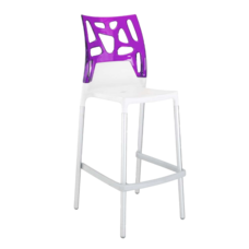 Барный стул Papatya Ego-Rock белое сиденье, верх прозрачно-пурпурный