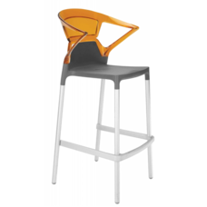 Барное кресло Papatya Ego-K антрацит сиденье, верх прозрачно-оранжевый