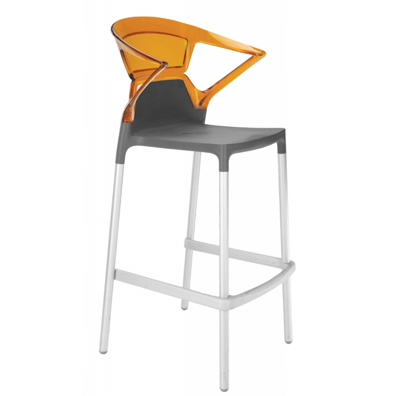 Барное кресло Papatya Ego-K антрацит сиденье, верх прозрачно-оранжевый