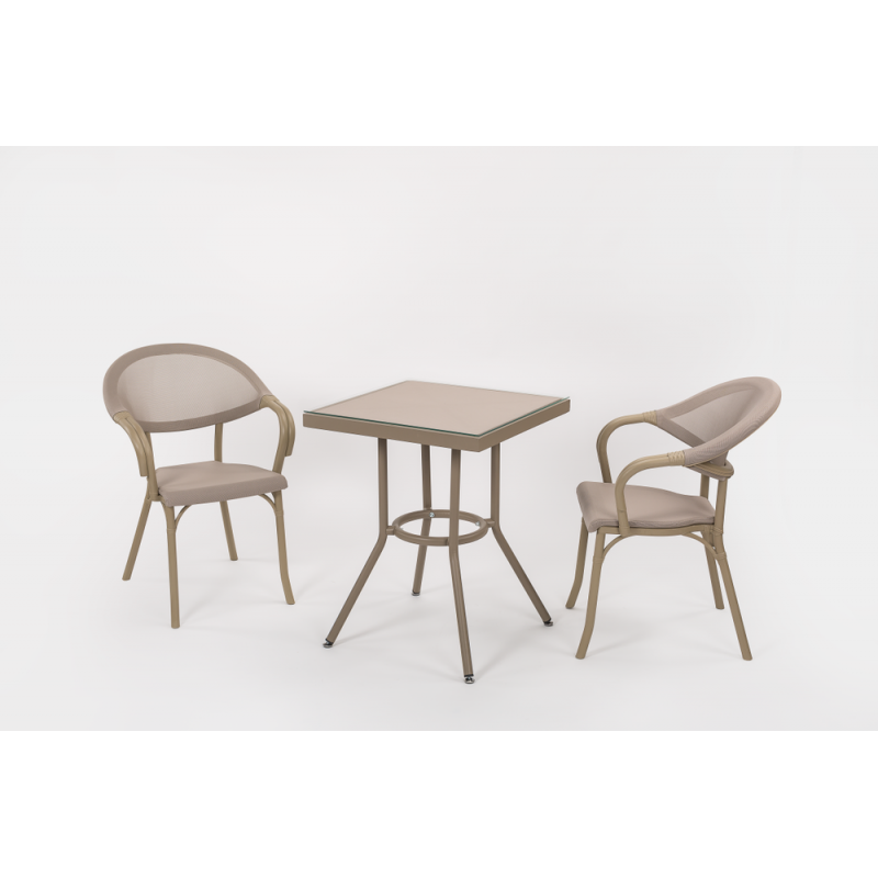 Стол Tilia Kobe 60x60 см столешница из стекла кофейный - желтый - бежевый