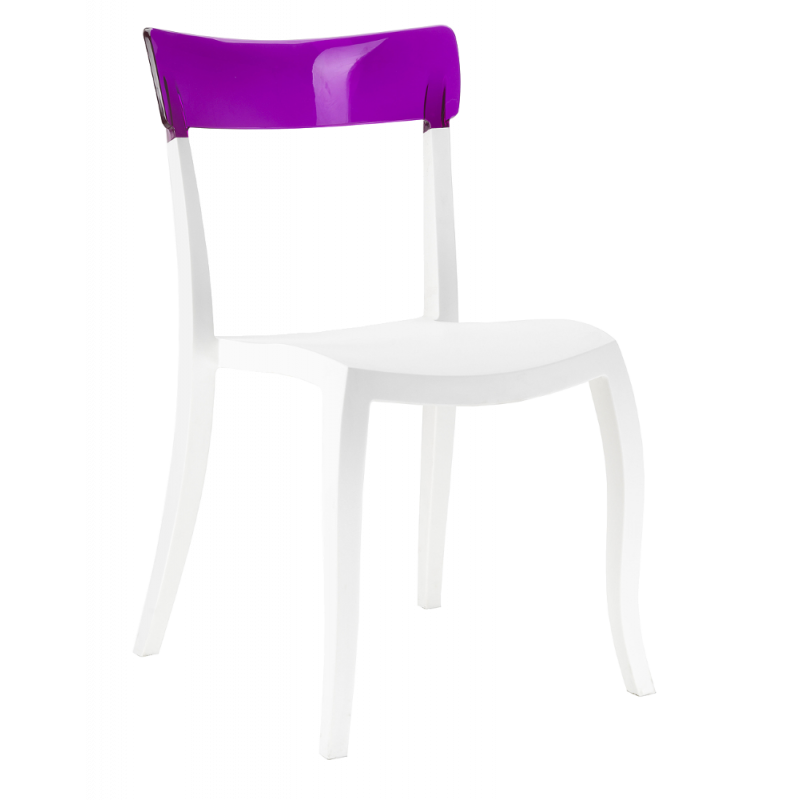 Стул Papatya Hera-S белое сиденье, верх прозрачно-пурпурный