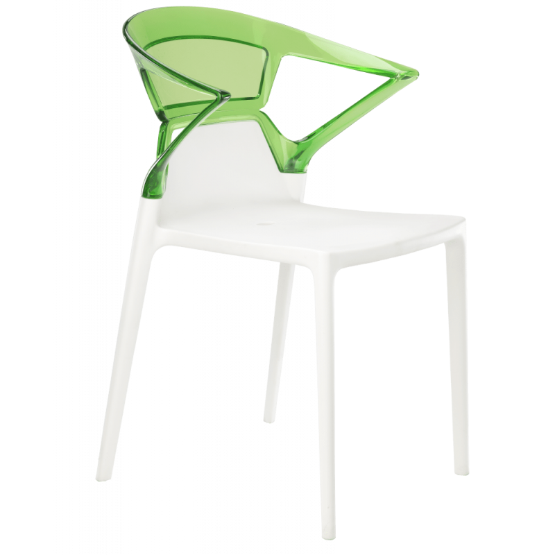 Крісло Papatya Ego-K біле сидіння, верх прозоро-зелений