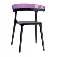 Крісло Papatya Luna чорне сидіння, верх прозоро-пурпурний