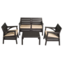 Набор мебели Irak Plastik Маями (2 кресла + скамейка + столик) тёмно-коричневый