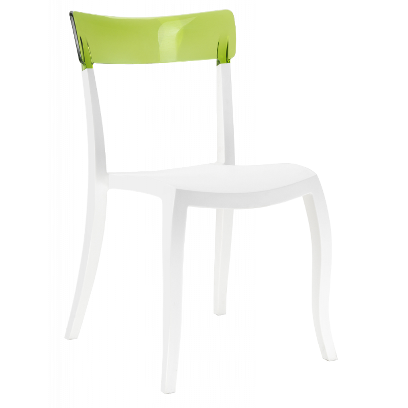 Стул Papatya Hera-S белое сиденье, верх прозрачно-зеленый