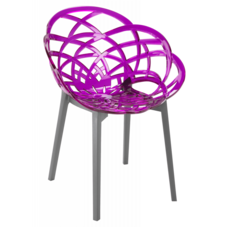 Кресло Papatya Flora прозрачно-пурпурное сиденье, низ антрацит