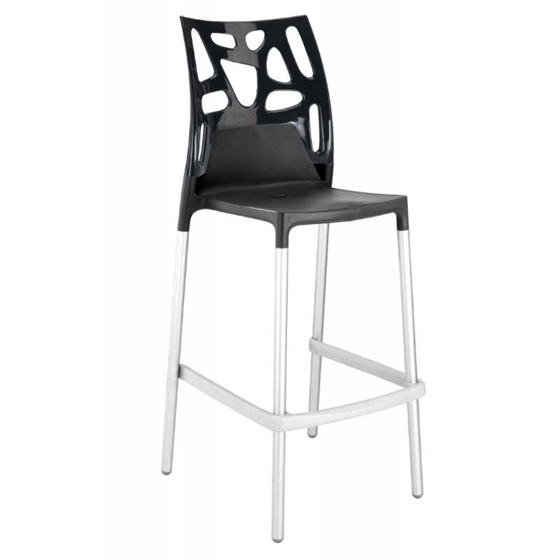 Барный стул Papatya Ego-Rock антрацит сиденье, верх черный