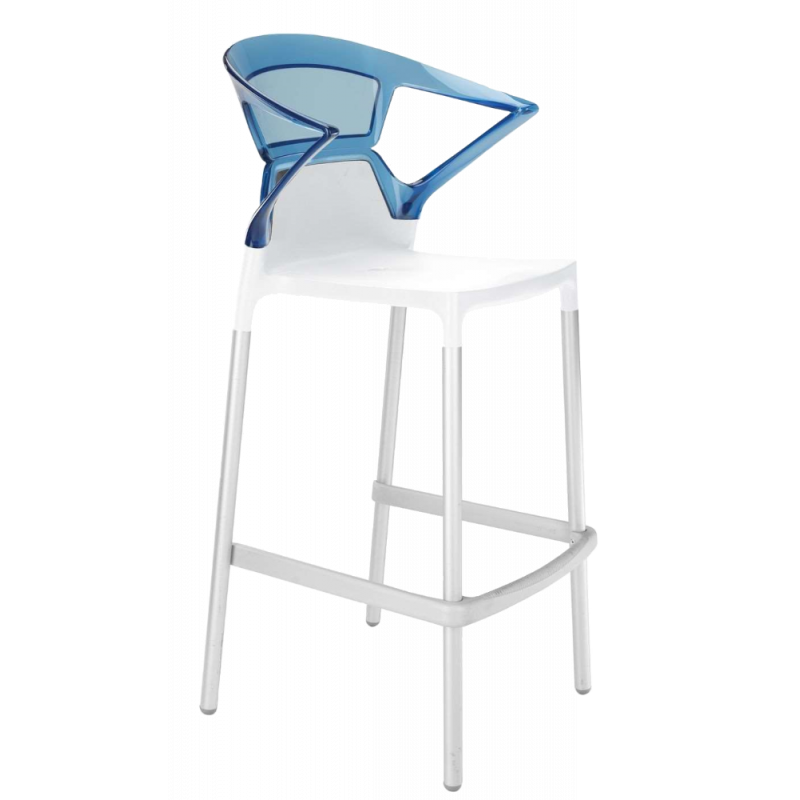 Барное кресло Papatya Ego-K белое сиденье, верх прозрачно-синий