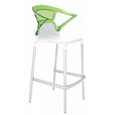 Барное кресло Papatya Ego-K белое сиденье, верх прозрачно-зеленый