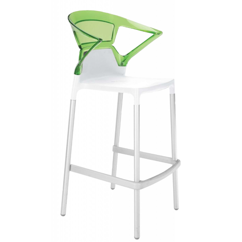 Барное кресло Papatya Ego-K белое сиденье, верх прозрачно-зеленый
