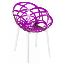 Крісло Papatya Flora прозоро-пурпурове сидіння, низ білий