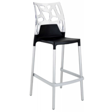 Барный стул Papatya Ego-Rock черное сиденье, верх прозрачно-чистый