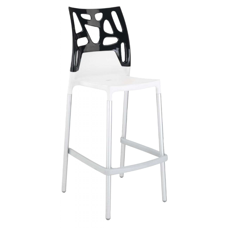 Барний стілець Papatya Ego-Rock біле сидіння, верх чорний