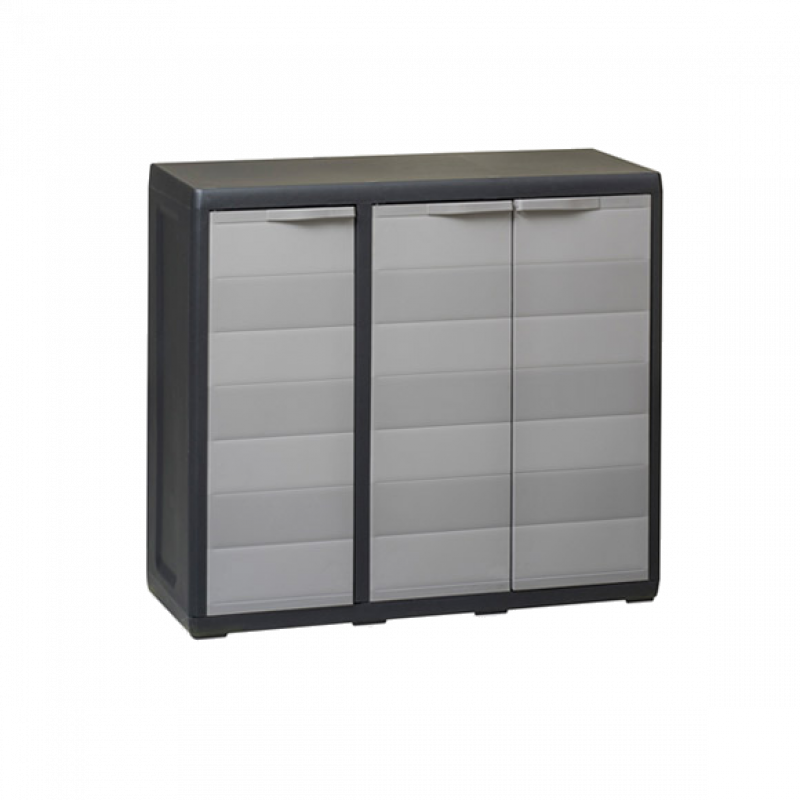 Шкаф низкий 3-х дверный Elegance S Toomax черный серый