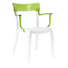 Крісло Papatya Hera-K біле сидіння, верх прозоро-зелений