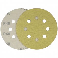 Круг шлифовальный желтый на липучке Velcro Polystar Abrasive 125 мм, P40