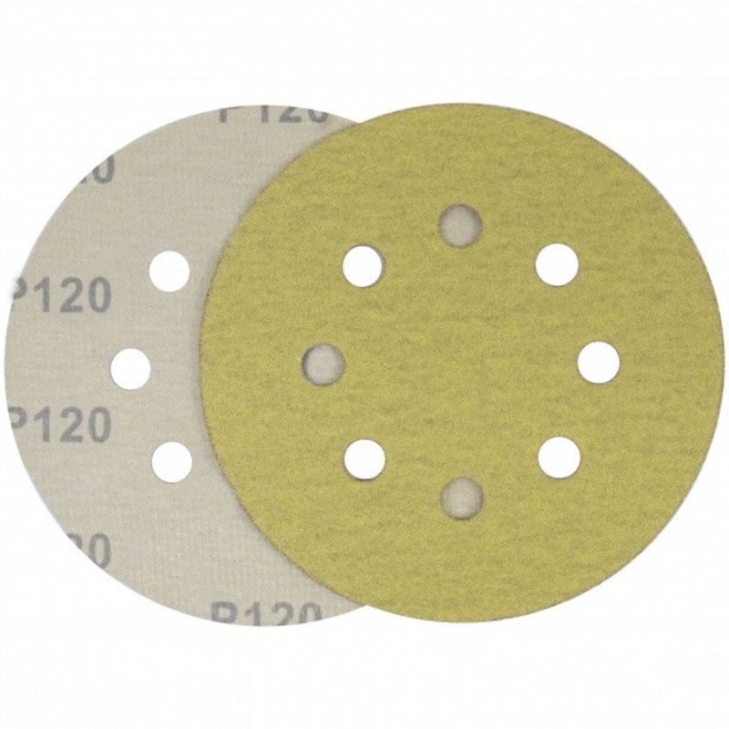 Коло шліфувальний жовтий на липучці Velcro Polystar Abrasive 125 мм, P100