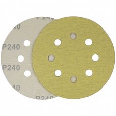 Круг шлифовальный желтый на липучке Velcro Polystar Abrasive 125 мм, P240