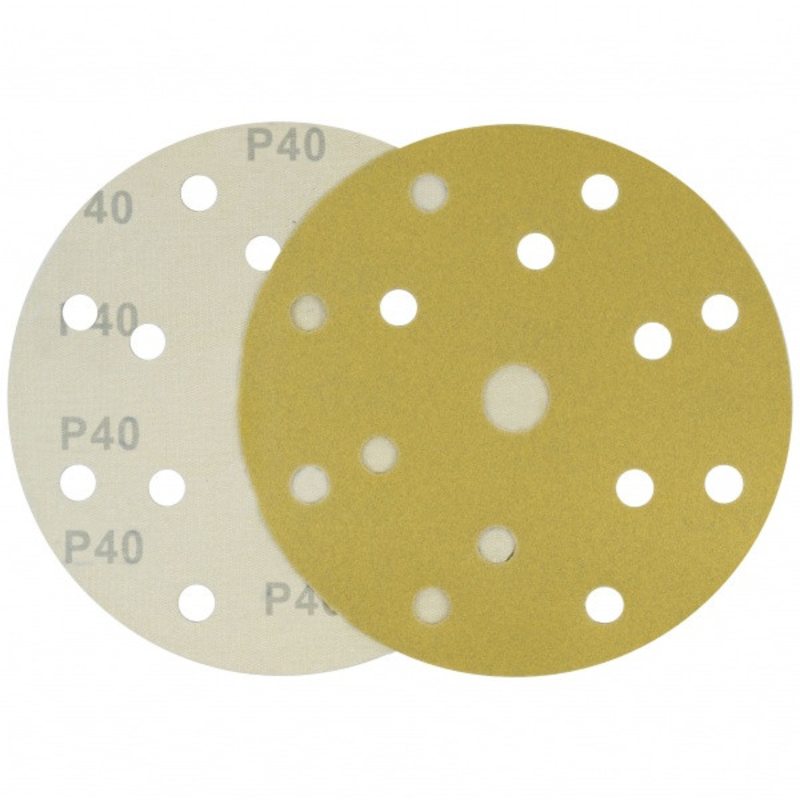 Круг шлифовальный желтый на липучке Velcro Polystar Abrasive 150 мм, P40