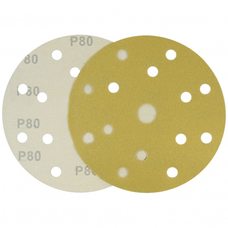 Круг шлифовальный желтый на липучке Velcro Polystar Abrasive 150 мм, P80