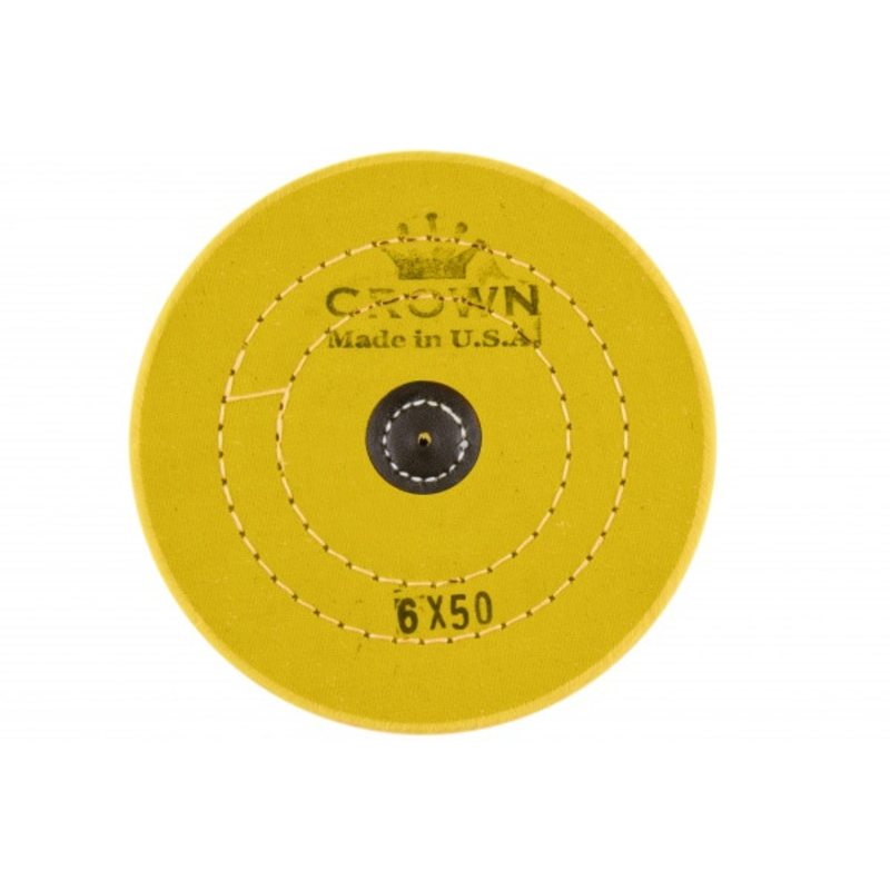 Круг муслиновый CROWN желтый d-150мм, 50 слоев (с кож. пятаком)