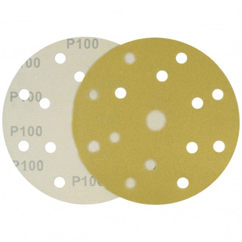 Коло шліфувальний жовтий на липучці Velcro Polystar Abrasive 150 мм, P100