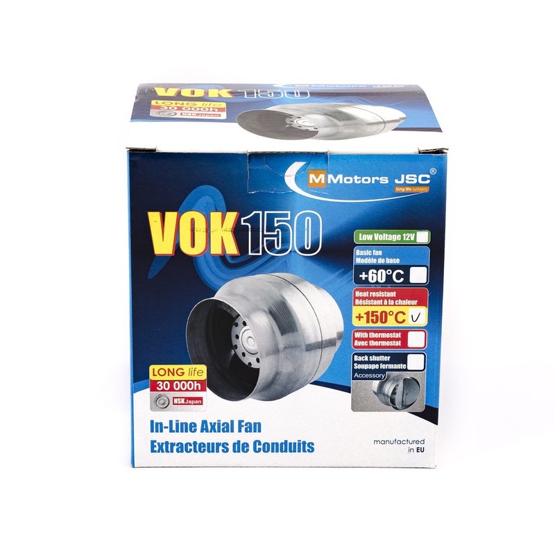 Канальный высокотемпературный вентилятор MMotors VOK 120/100 (+140°C)