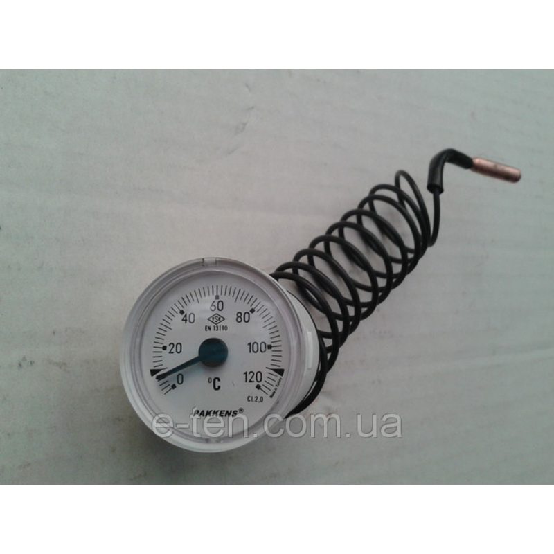 Термометр капиллярный PAKKENS Ø52мм / Tmax = 120 ° С / длина капилляра L = 1м Турция
