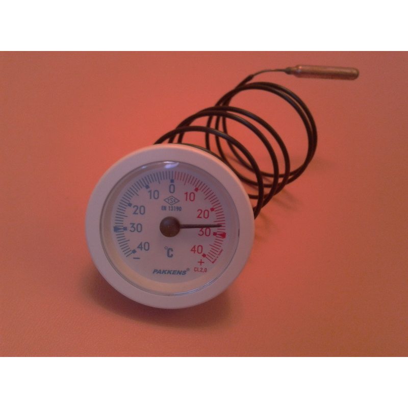 Термометр капиллярный PAKKENS Ø52мм / от -40 до + 40 ° С / длина капилляра L = 1м Турция