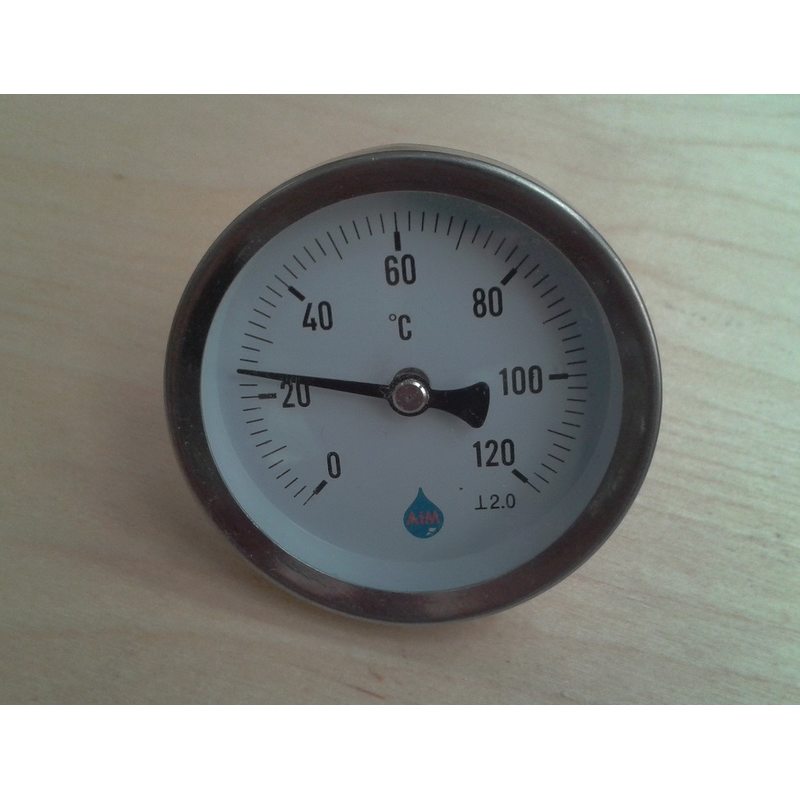 Термометр биметаллический трубчатый AIM Ø63мм от 0 до 120 ° С, гильза L = 60 мм (с резьбой 1/2 ") Польша