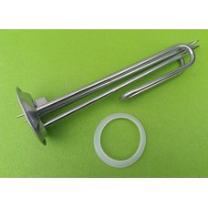 Тэн гнутый из нержавейки 2000W / 220V (на фланце Ø92мм) / с 2-мя трубками под термостаты для бойлеров