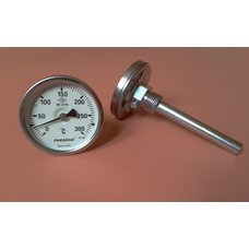 Термометр биметаллический трубчатый PAKKENS Ø63мм / Tmax = 300 ° С / гильза L = 100 мм (с резьбой 1/2 ") Турция