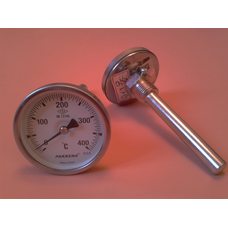 Термометр биметаллический трубчатый PAKKENS Ø63мм / Tmax = 400 ° С / гильза L = 100 мм (с резьбой 1/2 ") Турция