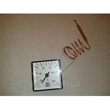 Термометр капиллярный MMG квадратный 45мм * 45мм Tmax = 120 ° С, длина капилляра 1м MMG, Венгрия