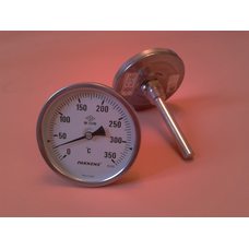 Термометр биметаллический PAKKENS Ø100мм от 0 до 350 градусов, трубка-капилляр 10 см с резьбой 1/2 "Турция