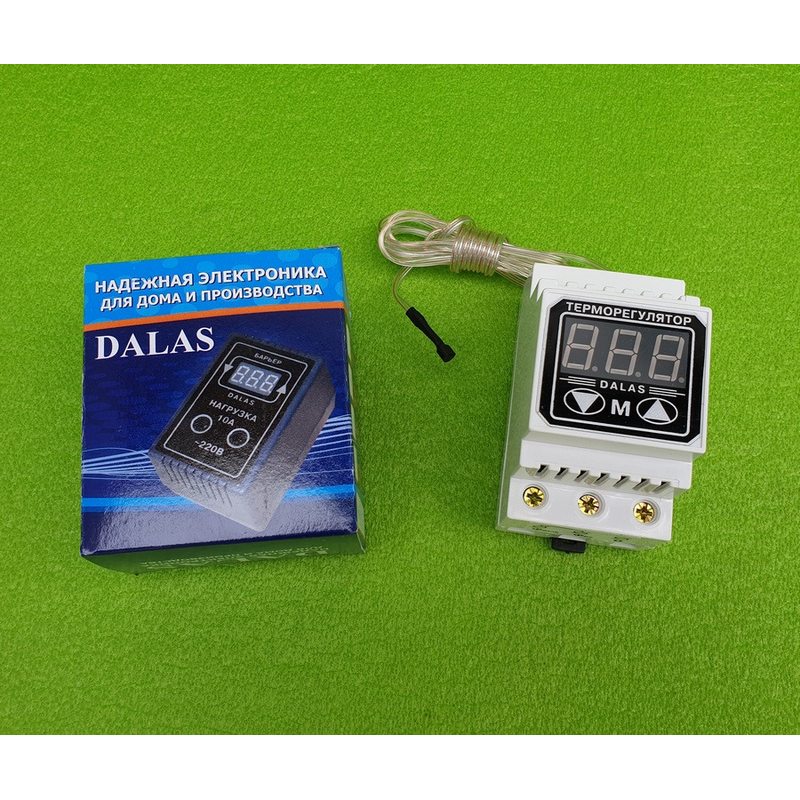 Терморегулятор цифровой универсальный DALAS 40А / -55 ° С... + 125 ° С / на DIN-рейку (c лифтового контактами)