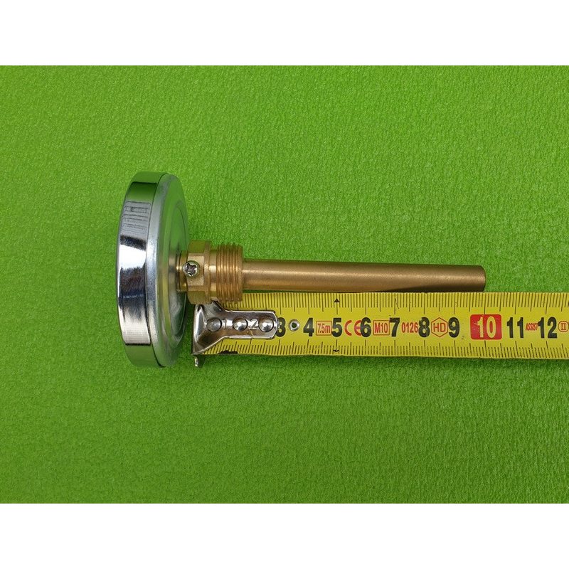 Термометр осевой трубчатый GROSS Ø60мм / диапазон 0 ° С - 160 ° С / трубка 100 мм (с резьбой 1/2 ") горизонтальный